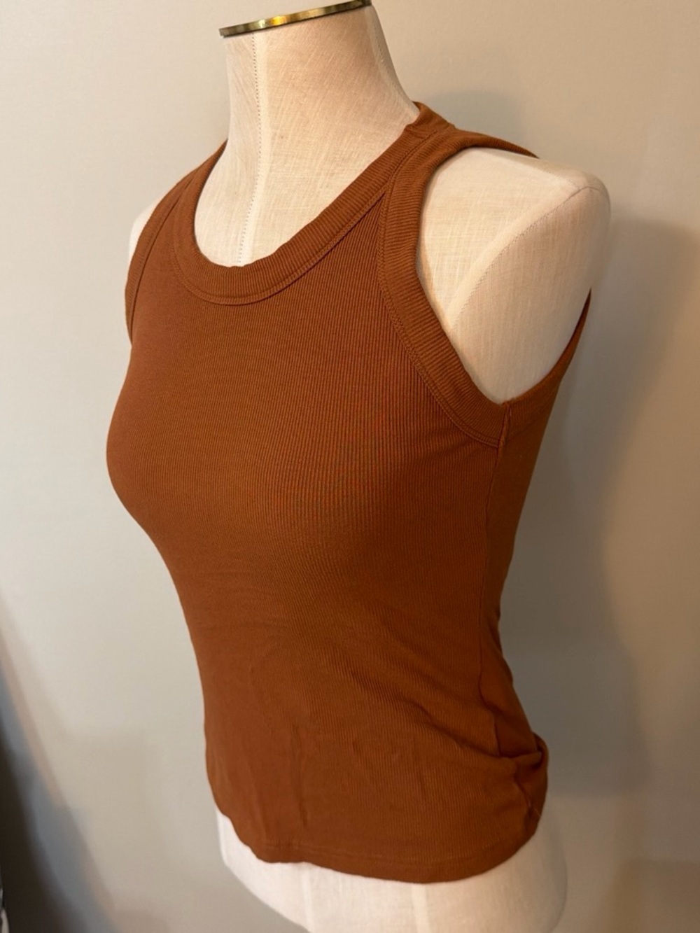 Chic me Women's Ribbed Racerback Tank Top - Brown - Picture 2 of 3